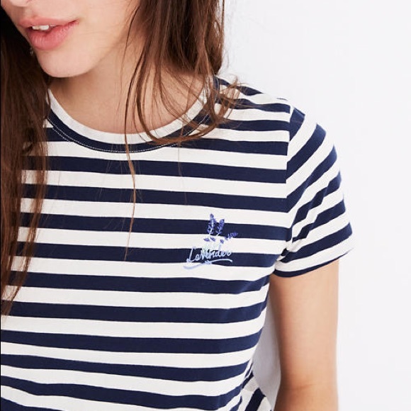 Madewell Tops - Madewell Lavender Embroidered Northside Tee